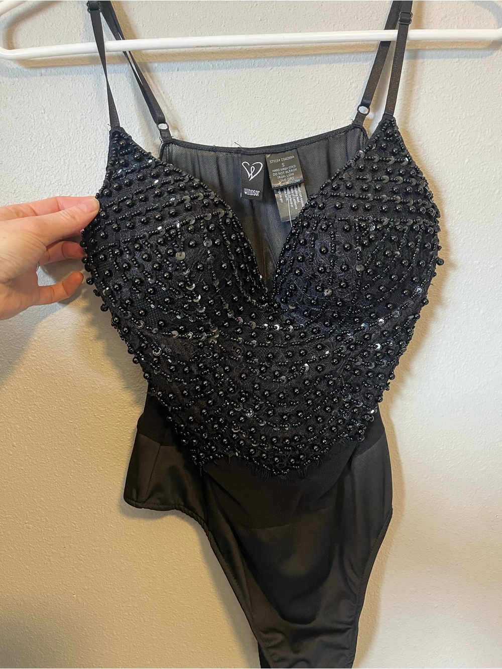 Windsor Black Beaded Mesh Bodysuit